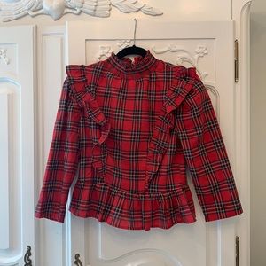 Plaid shirt with ruffle detail